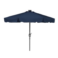 Deluxe Solar Powered LED Lighted Patio Umbrella - 8' With Scalloped Edge Top - by Trademark Innovations (Red)   557246700